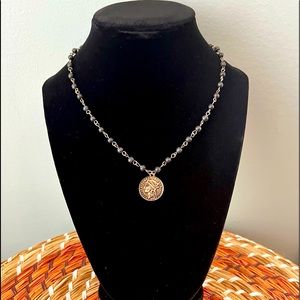 Fashion Black Bead Coin Necklace